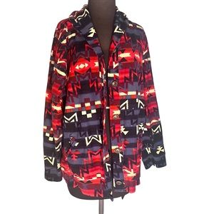 Lauren Ralph Lauren Aztec Southwest Button Front Cotton Shirt Jacket Shacket 2X